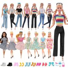 10pcs Fashion Doll Clothes Set, Suitable For 11.5 Inch Dolls, 5pcs Casual Dresses + 5 Pairs Fashionable Shoes, Doll Accessories, Polyester, Doll Combo (Doll Not Included) - Multicolor - View 7