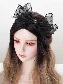 1pc Bowknot Boho Fabric & Plastic Headband, Suitable For Spring, Summer, Autumn - Black - View 5