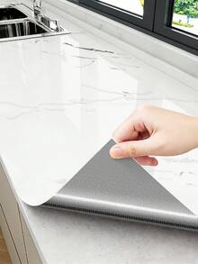 1roll Thick Glossy Grey Silver Marble Peel And Stick Kitchen Sticker For Countertop And Cabinet Waterproof Removable Marble Contact Wallpaper With Air Guide Slot Self-Adhesive Furniture Sticker - Multicolor - View 12