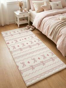 1 pieza Felpudo con patrón de lazo y encaje, Alfombra decorativa linda, Alfombra de juegos linda, Alfombra decorativa, Decoración de dormitorio, Alfombra pequeña, Alfombra, Decoración del hogar, Alfombra para exteriores, Alfombra lavable, Regalo de graduación, Regalo del Día de la Madre - Multicolor - Ver 4