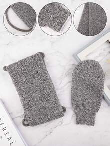 2/1pc Corduroy Fiber Bath Wipes Create Foam When Scrubbing The Back. Bath Wipes With Foam For Bathing. Soft And Exfoliating Gloves For Multi-Functional Use. Simple And Easy To Operate. - Grey - View 5