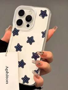 黑色格子星形图案手机壳，兼容 16 Pro Max、15 Pro、14、13 新款机型、16 Pro - 白色 - 查看 2