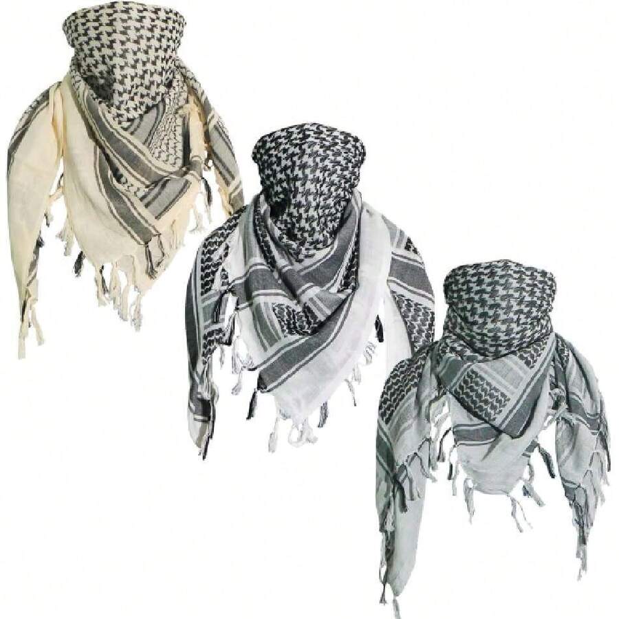 Military Shemagh - Bufanda táctica de algodón árabe Keffiyeh - Bufanda táctica para la cabeza y el cuello para hombres y mujeres,43372744 - Naranja Coral - Ver 1