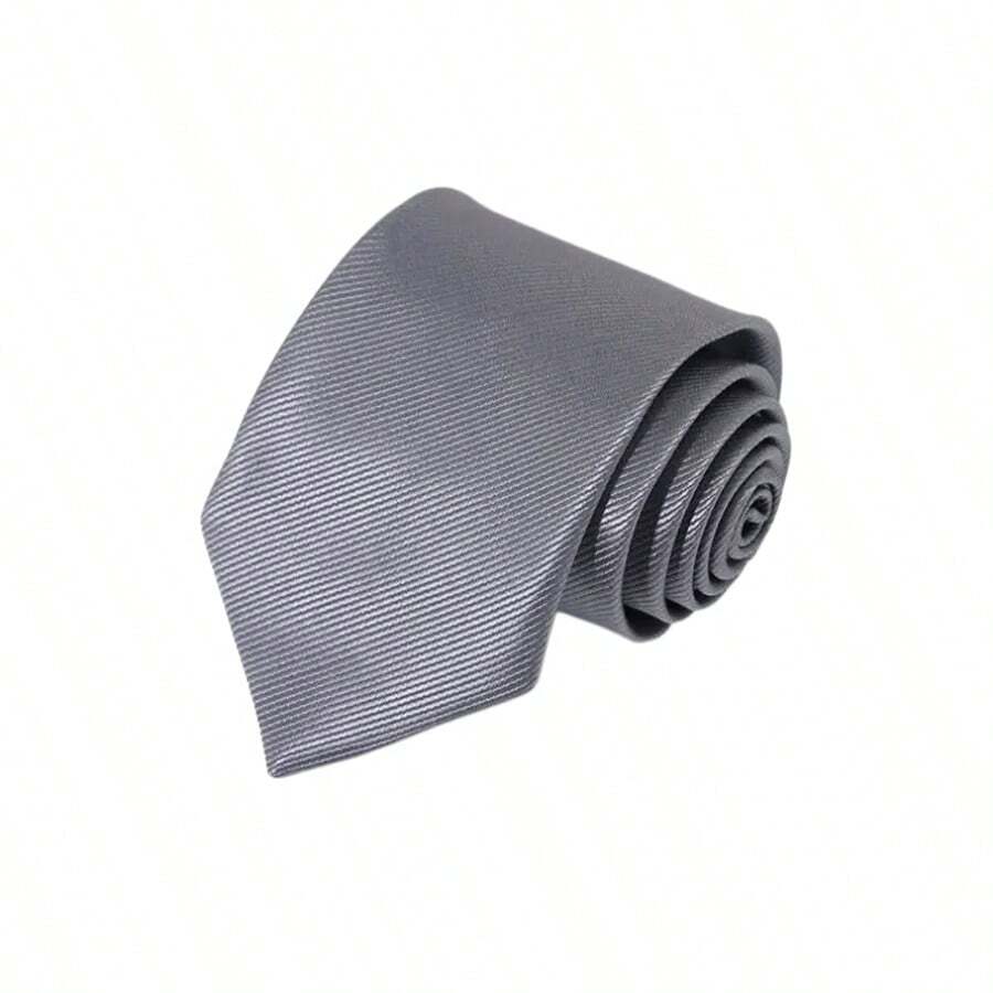 1pc 8cm Men's Solid Dark Gray Classic Casual Necktie - Dark Grey - View 1