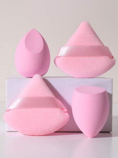 4PCS Makeup Tools Set Including:2PCS Makeup Sponges+2PCS Triangle Powder Puffs