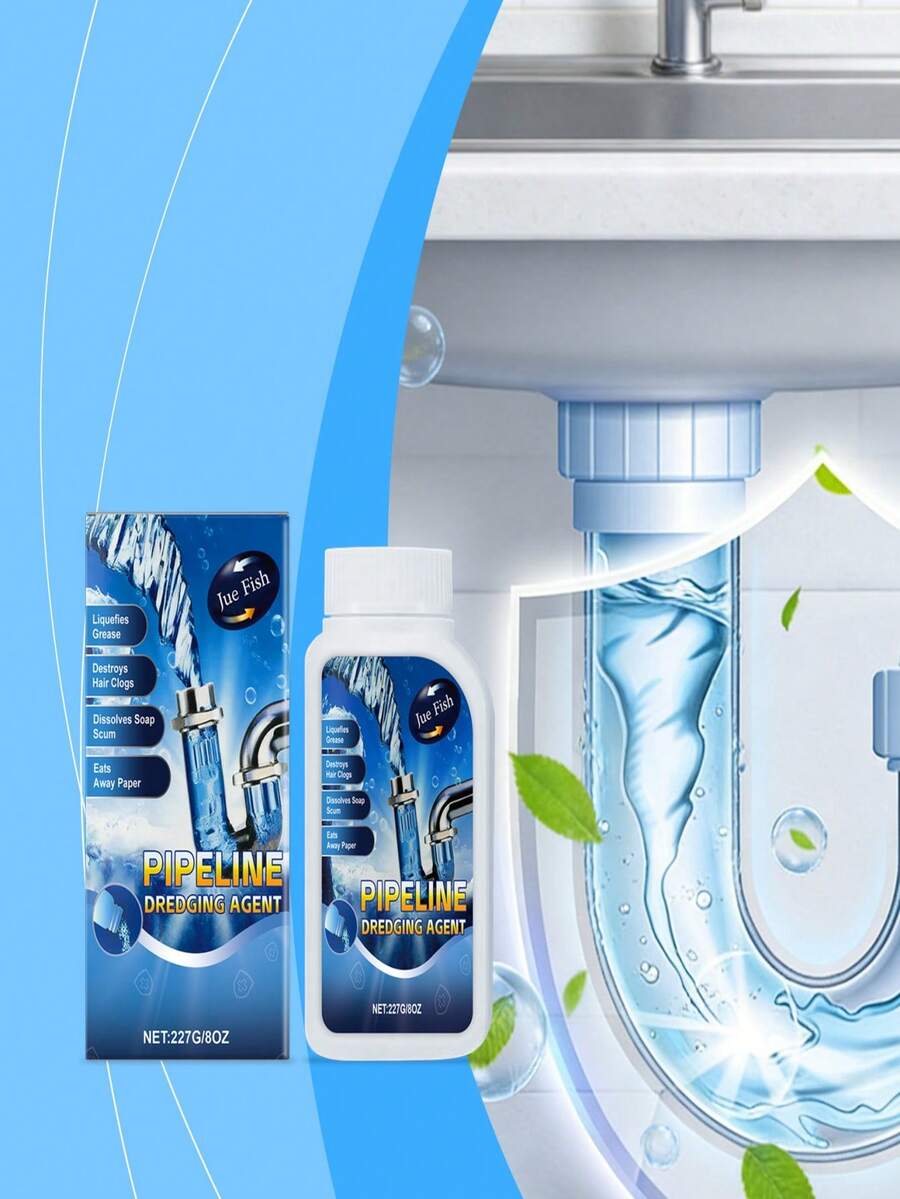 JUE FISH 管道疏通剂，溶解厨房和浴室排水管中的油脂和毛发，疏通堵塞的管道 - 粉狀 - 查看 1