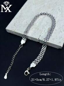 SYMFNY 1件简约奢华925纯银素面光滑可调节脚链，实用优雅珠宝礼品 - 銀色 - 查看 3