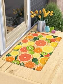 1pc Hand-Painted Tropical Fruit Slice Pattern Doormat, Washable Kitchen Carpet, Room Decor, Small Rug, Entryway Mat, Kitchen Floor Mat, Hallway Rug, Non-Slip Doormat, Indoor Outdoor Carpet, Home Doormat, Fruit Print Floor Mat, Summer Fresh Doormat, Orange Fruit Doormat, Summer Produce Entryway Mat, Housewarming Decor - Colorful Fresh Fruits - View 9