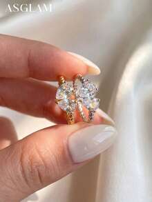 1枚奢华双梨形切割立方氧化锆戒指，925纯银单枚戒指，精致珠宝礼物，适合女孩生日、舞会等场合 - 款式1 - 查看 6