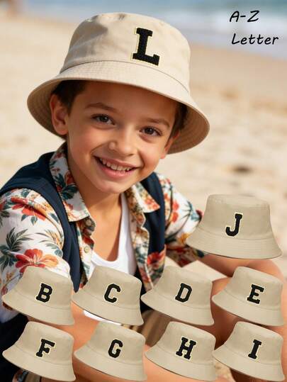 1顶A-Z字母渔夫帽婴儿遮阳帽男女童通用防晒帽