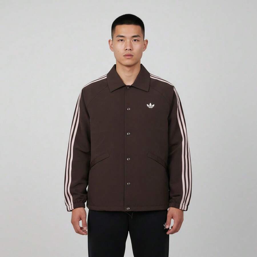 Adidas Originals Áo khoác JKT 3S nam, áo khoác ngoài có mũ dệt kim KE3595 - Màu nâu  Mocha - Xem 1