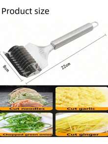 1pc 22.4cm Stainless Steel Pasta Cutter, Handheld Pasta Maker, Italian Pasta Making Machine, Italian Pasta Roller, Kitchen Cooking Dough Cutting Tool (Random Color & Style) - View 4