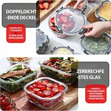 32 - teiliges Glasspeicherset für Lebensmittel (16 Glasschalen + 16 Deckel) mit verbesserten Rastdichtdeckeln – luftdichte Lunchbox, geeignet für Mikrowelle/Ofen/Kühlschrank/Geschirrspüler (Grau) - Grau - Übersicht 9