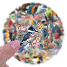 60张透明水彩花鸟贴纸，彩色花卉贴纸，春季野花贴纸，美观贴纸，防水PET贴纸，适用于水瓶、电脑、笔记本电脑、手机、行李箱、笔记本、冰箱等。 - G - 查看 9