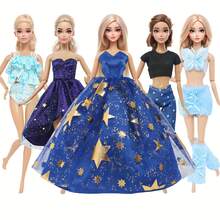 5pcs 11.5 Inch Girl Doll Clothes Set, Including Princess Dress, Skirt, Casual Wear, Party Outfit, Jacket, Ideal For Halloween, Thanksgiving, Christmas And Birthday Gifts (Doll Not Included) - Multicolor - View 4