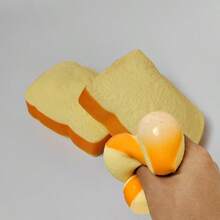 1pc Stress Relief Squishy Bread Toy, Slow Rising Soft Simulation Toast Model, Realistic Putty Texture Stress Relief Toy, Food Photography Prop (Toast Style) - Multicolor - View 1