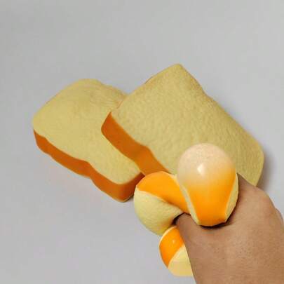 1个减压软绵绵面包玩具，慢回弹柔软仿真吐司模型，逼真橡皮泥质感减压玩具，食物摄影道具（吐司造型）