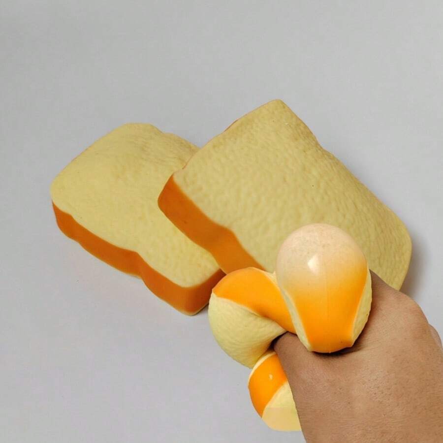 1pc Stress Relief Squishy Bread Toy, Slow Rising Soft Simulation Toast Model, Realistic Putty Texture Stress Relief Toy, Food Photography Prop (Toast Style) - Multicolor - View 1