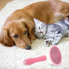 Self Cleaning Slicker Brush, Dog Bunny Pet Grooming Shedding Brush - Easy To Remove Loose Undercoat, Pet Massaging Suitable Pets With Long Or Short Hair Pink - Grey - View 6
