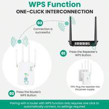 YAIUZGOO WiFi信号扩展器/中继器，300Mbps 2.4G单频无线宽带/Wi-Fi扩展器，4天线无线信号增强器，一键设置，即插即用 - 美規A型插(110-127V) - 查看 10