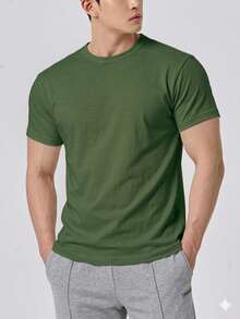 Plain Basic Short Sleeve T-Shirts 100% Cotton 30.1 Thread Count Combed - Verde Oscuro - Ver 2