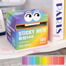 105pcs Transparent Pearl Memo Pads, High-Quality Paper, Gradient Color Cartoon Eye Pattern, Fun And Creative Design. Smooth Writing Surface, Strong Adhesiveness. Suitable For Home, Office, School Organization - Back To School Season - one-size - View 5