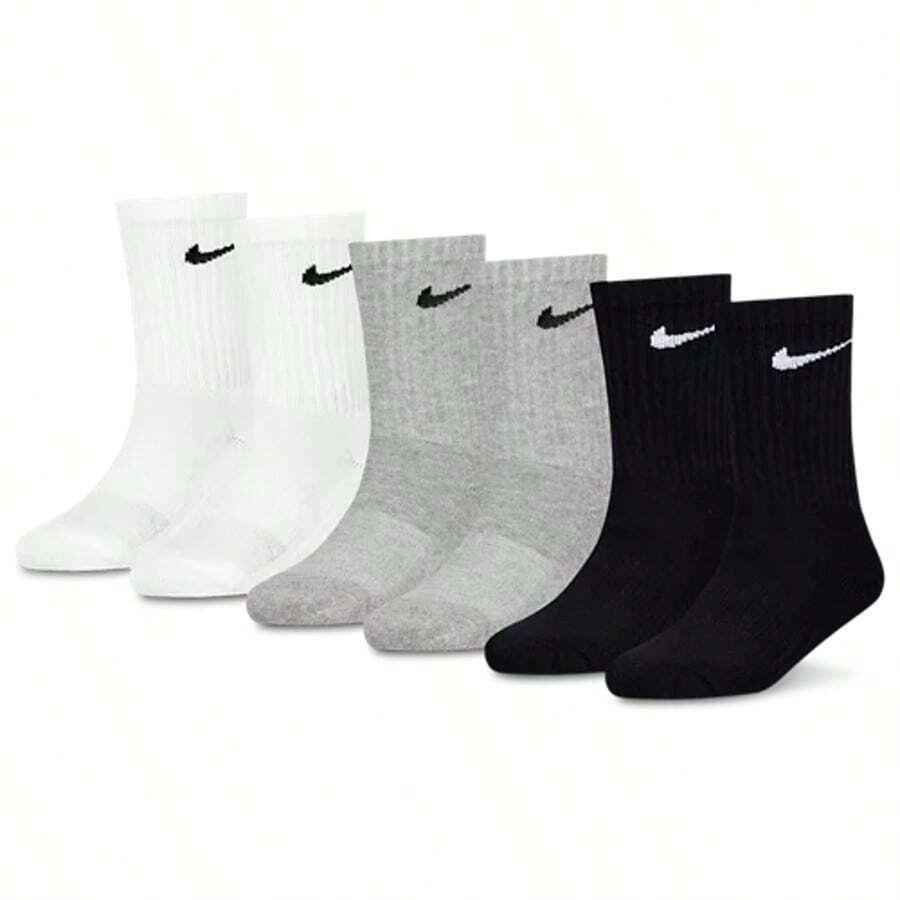 Nike Dri-FIT Performance Basic Crew Socks 6Pack Kids UN0019-G0E - 灰色 - 查看 1