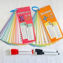 Lachilly (15 CARDS) 0-12 Math Flashcards Multiplication & Division Reusable Double Sided Math Cards Self Check Table Montessori Educational Learning Toys For Kids Mathematics Operations Thought Training Cards - Multicolor - View 6