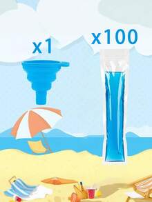 100pcs Ice Pop Bags, Popsicle Mold Bags, Resealable Plastic Freezer Tubes With Funnel, For Ice Pops, Yogurt Tubes, Juice, Fruit Smoothie DIY Snacks - Multicolor - View 13