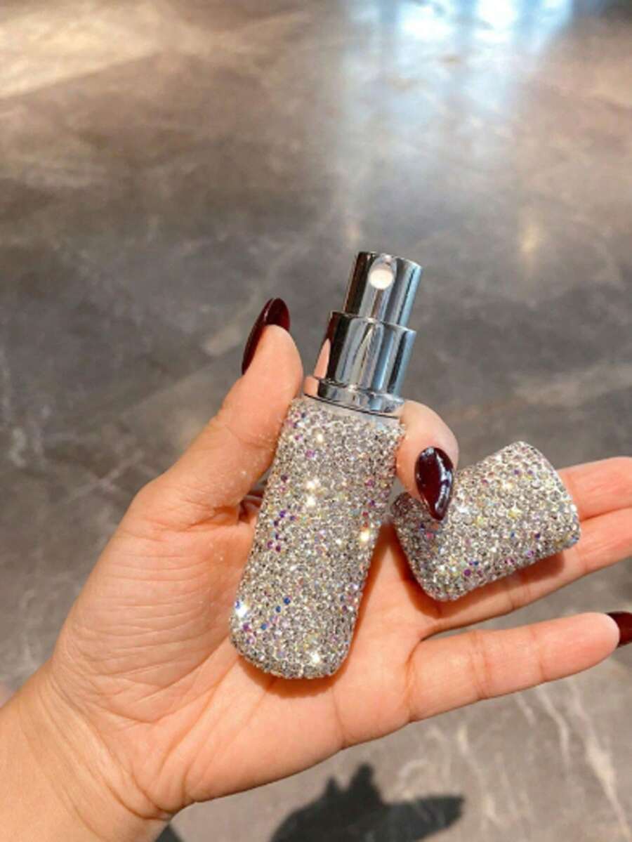 Diamond-Encrusted Perfume Decanter, Vacuum Pump Sample Bottle, 10ml Travel Mini Spray Bottle - Multicolor - View 1