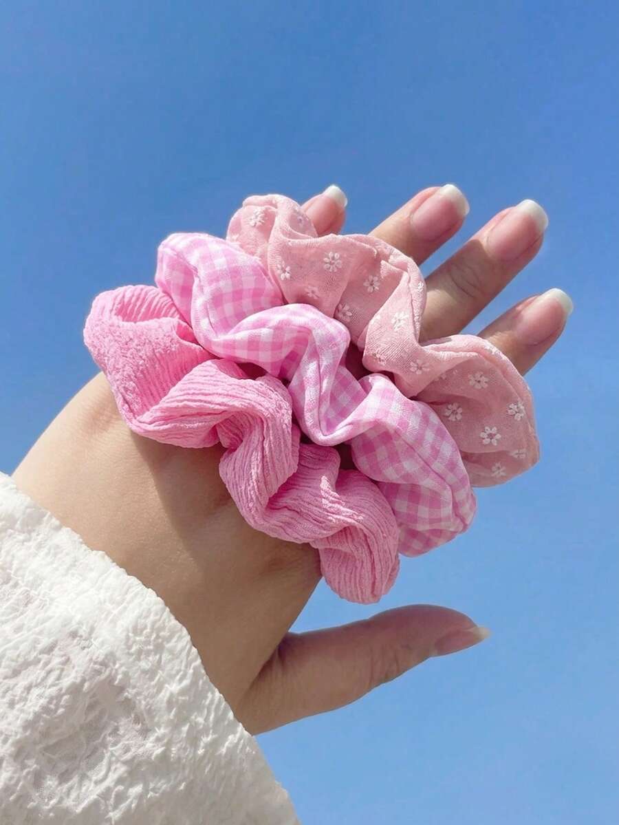 5 chiếc dây buộc tóc bằng vải kẻ caro và hoa màu hồng dễ thương, kiểu dáng tối giản, co giãn, phù hợp với nhiều kiểu tóc, đi học và các dịp lễ, mặc hàng ngày mùa xuân/hè, đi nghỉ mát, phụ kiện làm đẹp, phụ kiện tóc xoăn, phụ kiện tóc nữ, du lịch, phụ kiện tóc, phụ kiện nữ, dây buộc tóc, scrunchies, phụ kiện tóc, phụ kiện tóc xoăn, quà tặng cho nữ. - Nhiều màu - Xem 1
