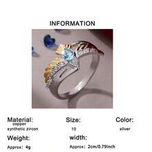 1枚时尚休闲简约奢华高端雄鹰设计镶嵌水滴形合成蓝宝石戒指，适合女性、情侣、日常佩戴、派对、生日礼物、珠宝节庆礼物 - 銀色 - 查看 8