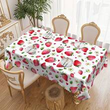 1pc Strawberry Pattern Round Or Rectangular Tablecloth, Multiple Sizes Available, Strawberry Print Design, Countryside Style, Suitable For Home, Kitchen, Wedding, Party, Dining Table, Outdoor Events, Gifts. Easy-To-Clean Polyester Fabric - Multicolor - View 11