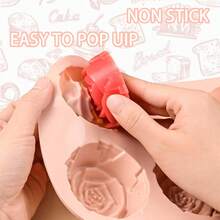 Moule en silicone rose, moule à chocolat en forme de fleur, moule en silicone rose convenant pour le chocolat, la gelée, le savon, la crème glacée, la décoration de petits gâteaux, ustensile de cuisine pour la cuisson, cadeau de la Saint-Valentin - Multicolore - Voir 3
