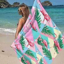 1PC Tropical Flamingo Beach Towel Quick-Dry Fiber Beach Towel Suitable For Summer Vacation - Multicolor - View 4
