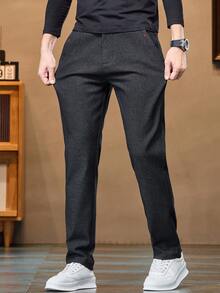 Pantalones de unicolor con bolsillo lateral para hombre - Negro - Ver 3