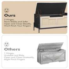 Techigher Rattan Storage Bench, Flip-Top Shoe Bench, Storage Trunk With Hinges, Storage Chest For Entryway, Living Room, Bedroom - Black 100cm - View 5