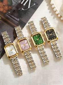 1 chiếc đồng hồ thạch anh cổ điển sang trọng, mặt vuông, dây đeo bằng thép không gỉ, phù hợp cho thanh thiếu niên, các bữa tiệc, một món quà hoàn hảo (không bao gồm hộp đồng hồ). - Nhiều màu - Xem 11