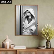 2D/Plat 1 pièce Affiche d'art amusante et guérissante de style moderne gris-blanc, décoration murale d'art abstrait - Un petit canard portant une serviette de bain, œuvres d'art murales sur canevas, pour salle de bain, toilettes, chambre à coucher, salon, bureau, décoration murale de couloir (sans cadre/canevas enveloppée) - 111 - Voir 6