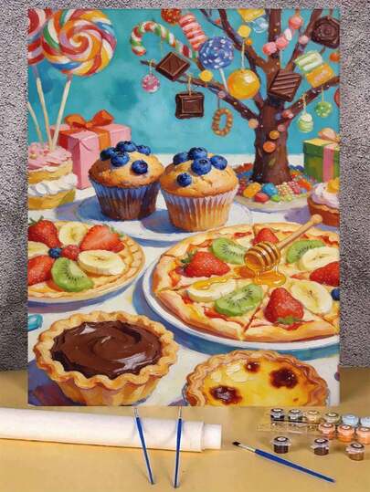 Sweet Dessert Candy DIY Oil Painting By Numbers Canvas Painting Crafts Adult Home Decoration 40x50cm/16x20inch Holiday Gifts