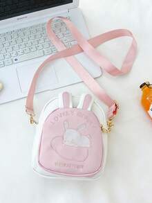 Parent-Child Small Backpack, Stylish Girls' Heart-Shaped Bag, Cartoon Little Rabbit Princess Crossbody Bag - Pink - View 9