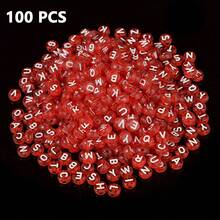 100/300/500 Pcs 4x7mm Round Acrylic Red Letter Beads AZ Mixed Loose Beads DIY Bracelet, Necklace, Keychain - Dark Red - View 8