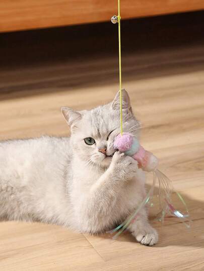 1PC Interactive Cat Teaser Wand Toy With Elastic Rope, Fun Indoor Cat Toys, Essential Pet Play Supplies,Cat Toys,Cat Stuff,Mother's Day Gift