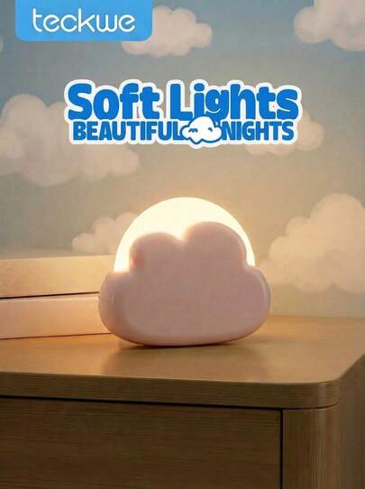 Teckwe Portable LED Night Light, Cute Cloud Mini Desk Lamp With 4 Modes, Rechargeable Night Light For Room Decor, Bedside Lamp For Sleeping, Creative Gift