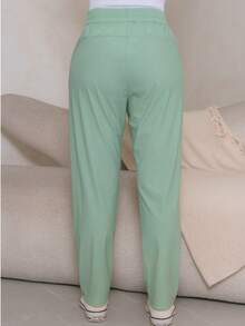 Women's Polyester Tie-Front Pants - Mint Blue - View 2