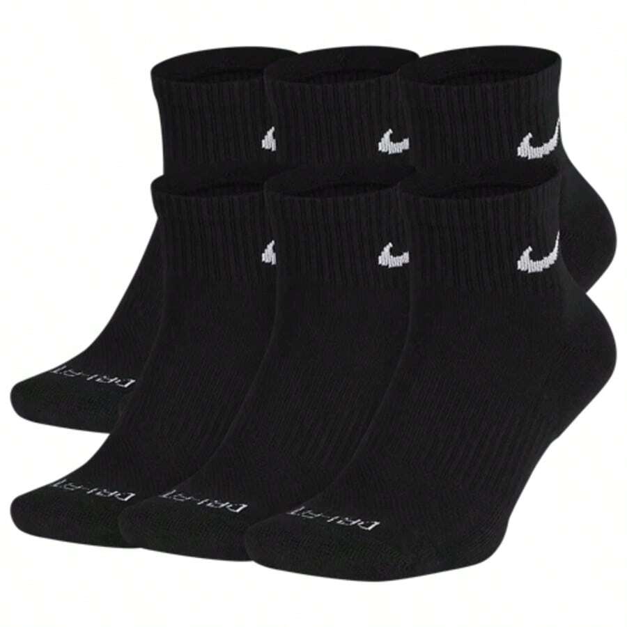 Nike 6 Pack Dri-FIT Plus Quarter Socks SX6899-010 - 黑色 - 查看 1