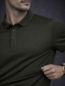 Men's Polo Shirt In Comfortable Cool Silk - 軍綠色 - 查看 3