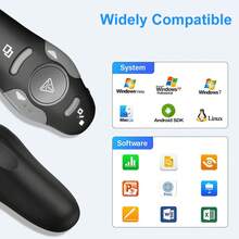 VELEC 适用于 PowerPoint 演示的无线遥控器，带 USB 接收器和激光笔，兼容 Windows/Linux 电脑/笔记本电脑，支持幻灯片/PPT/Keynote 等格式。 - 查看 7