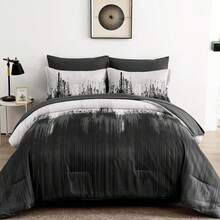 3 Pieces Black Grey Comforter Sets Queen King Bed In A Bag Colorful Abstract Art Gradient Comforter Soft Microfiber Bedding Set With Pillowcases,Wedding Items,Valentines Day Home Bed Room Decor,Easter Ramadan Gifts,All Season - 黑灰色 - 查看 8