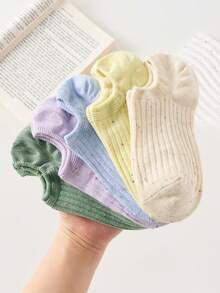 5 Pairs Women's Short Socks, Polka Dot & Striped Design, Suitable For All Seasons, Random Colors - Multicolor - View 11